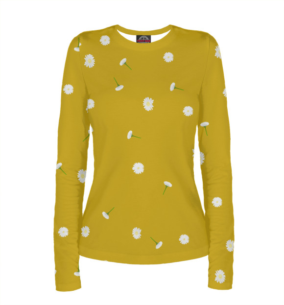 Женский лонгслив с изображением Ромашки цвета Белый