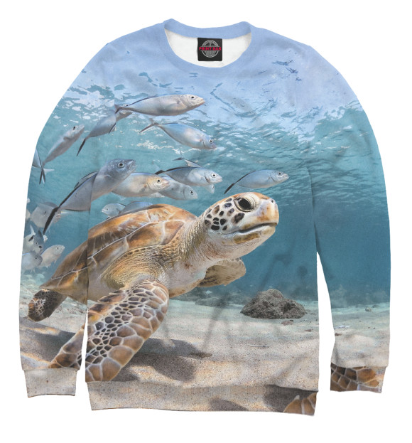 Женский свитшот с изображением Морская черепаха цвета Белый