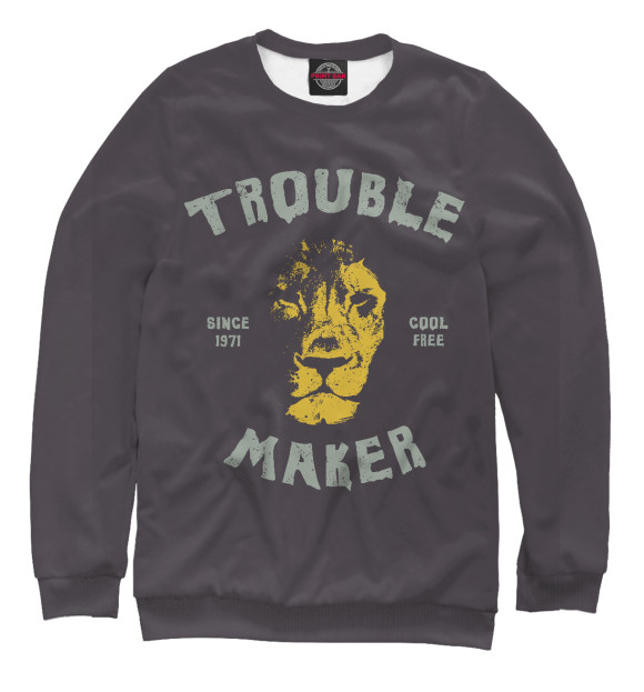 Мужской свитшот с изображением Trouble maker цвета Белый