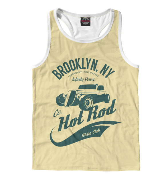 Мужская майка-борцовка с изображением Hot Rod цвета Белый