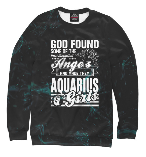 Свитшот для девочек с изображением God Found Angels Aquarius цвета Белый