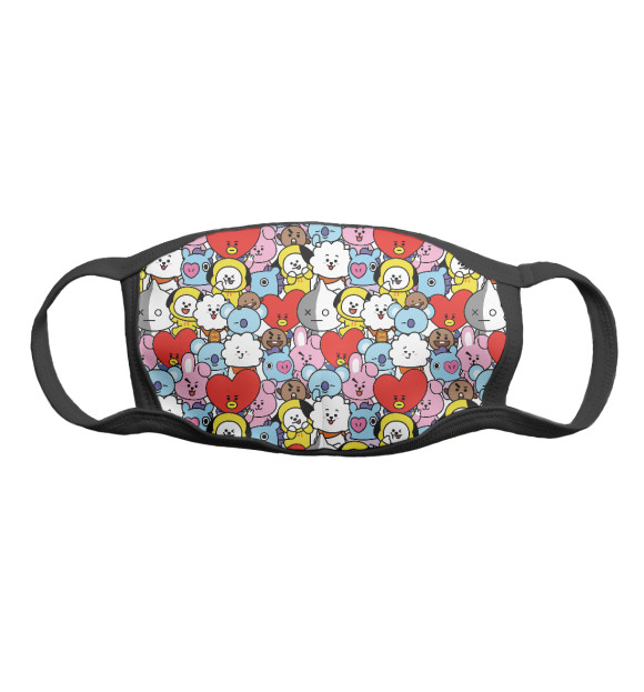 Маска тканевая с изображением BT21/BTS цвета Белый