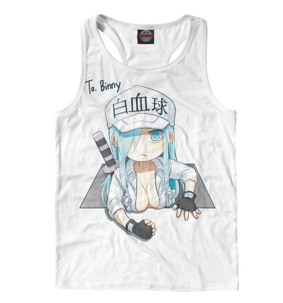 Мужская майка-борцовка с притом Cells at Work цвета Белый Мужская майка-борцовка с изображением Cells at Work цвета Белый