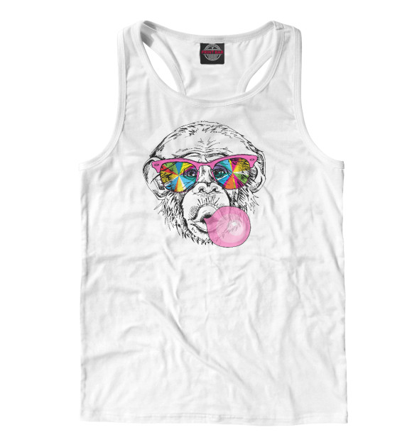 Мужская майка-борцовка с изображением Monkey цвета Белый