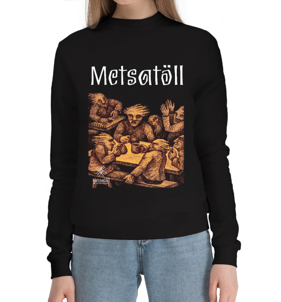 Женский хлопковый свитшот с изображением Metsatoll цвета Черный