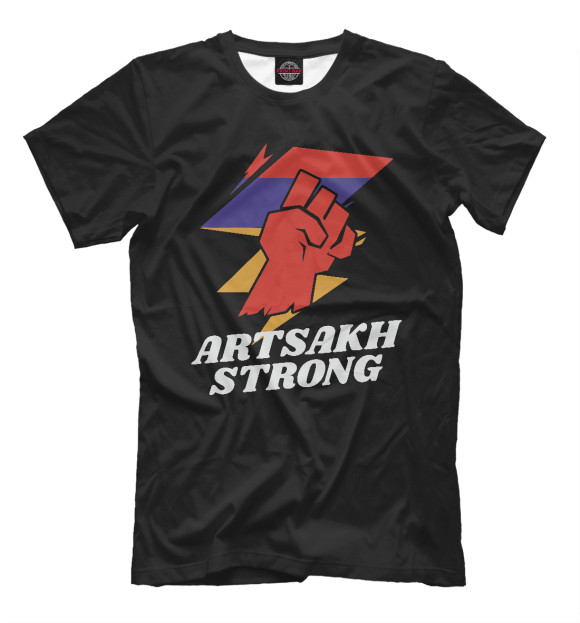 Мужская футболка с изображением Artsakh Strong цвета Белый