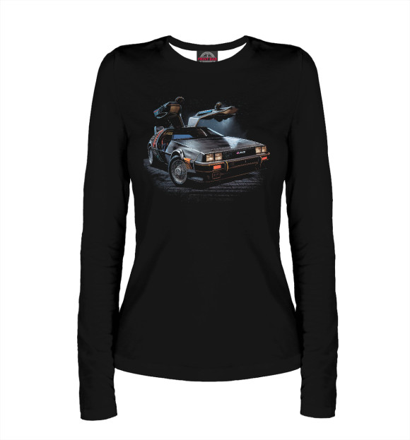 Женский лонгслив с изображением Back to the Future Delorian цвета Белый