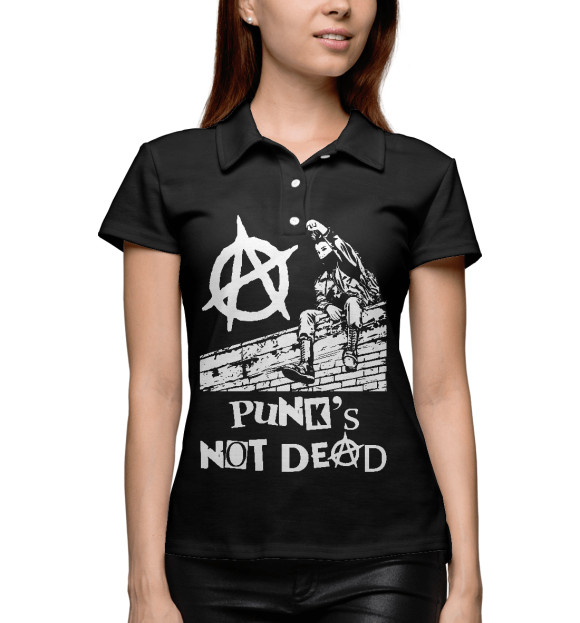 Женское поло с изображением Анархия цвета Белый