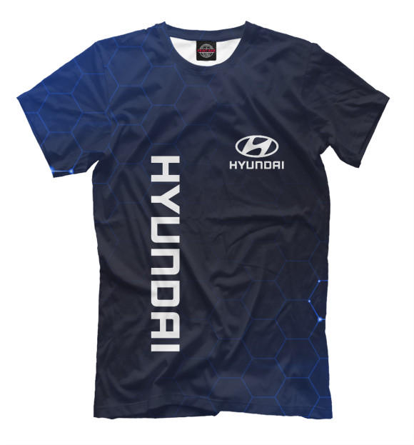 Мужская футболка с изображением Хендай, Hyundai цвета Белый