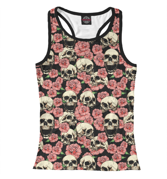 Женская майка-борцовка с изображением Skull&Rose цвета Белый
