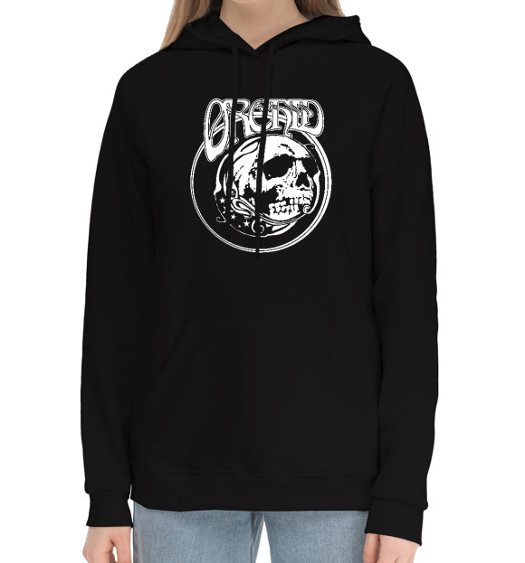 Женский хлопковый худи с изображением Orchid цвета Черный