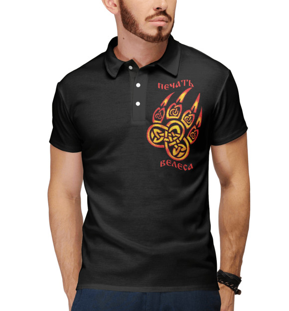 Мужское поло с изображением Велес (Печать Велеса) цвета Белый