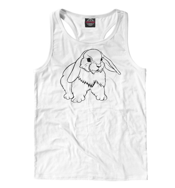 Мужская майка-борцовка с изображением Толстый кролик цвета Белый