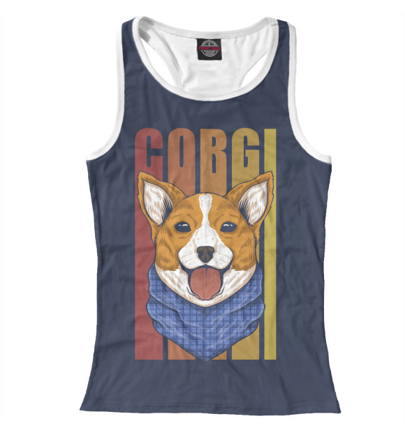 Женская майка-борцовка с изображением CORGI цвета Белый