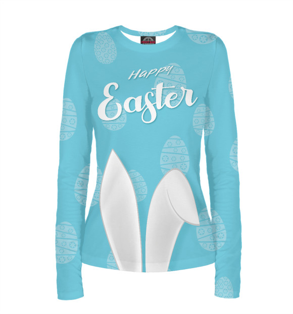 Женский лонгслив с изображением Пасхальный кролик цвета Белый