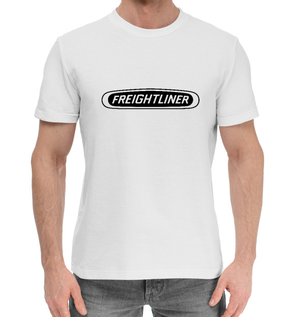 Мужская хлопковая футболка с изображением Freighliner цвета Белый