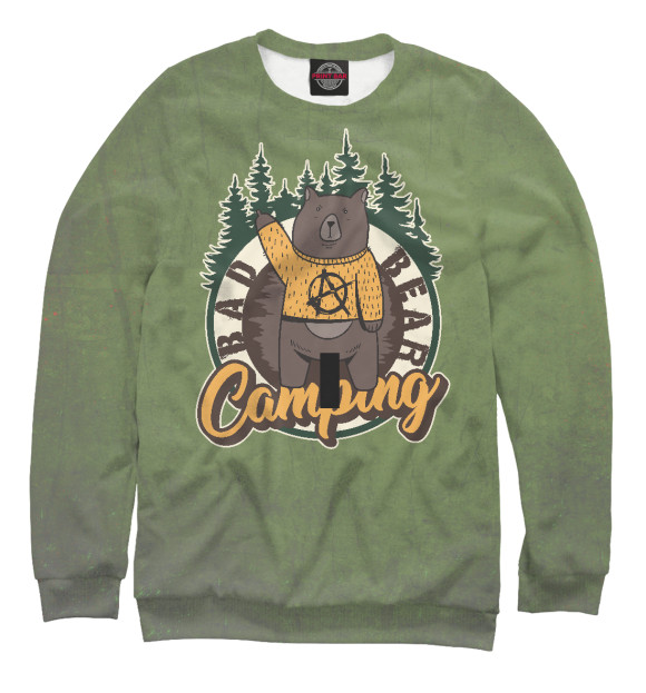 Свитшот для мальчиков с изображением Bad Bear Camping цвета Белый
