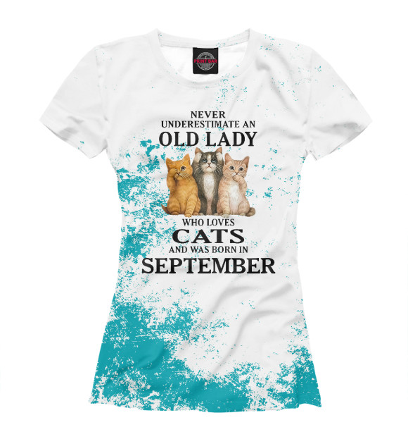 Женская футболка с изображением Lady loves cats цвета Белый