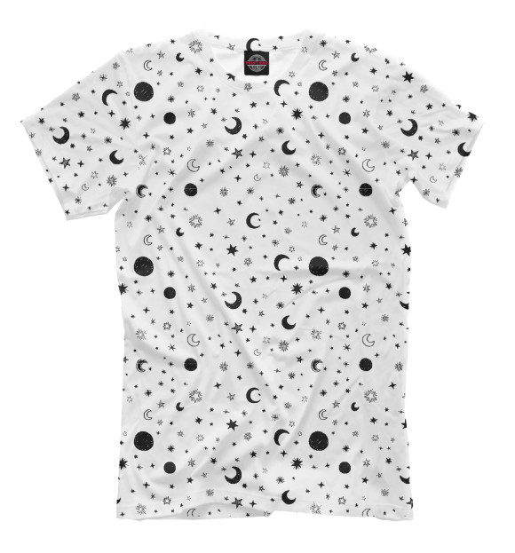 Мужская футболка с изображением Луна и Звёзды цвета Белый
