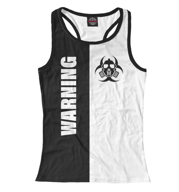 Женская майка-борцовка с изображением Warning Virus цвета Белый