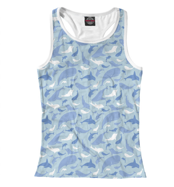 Женская майка-борцовка с изображением Дельфины цвета Белый