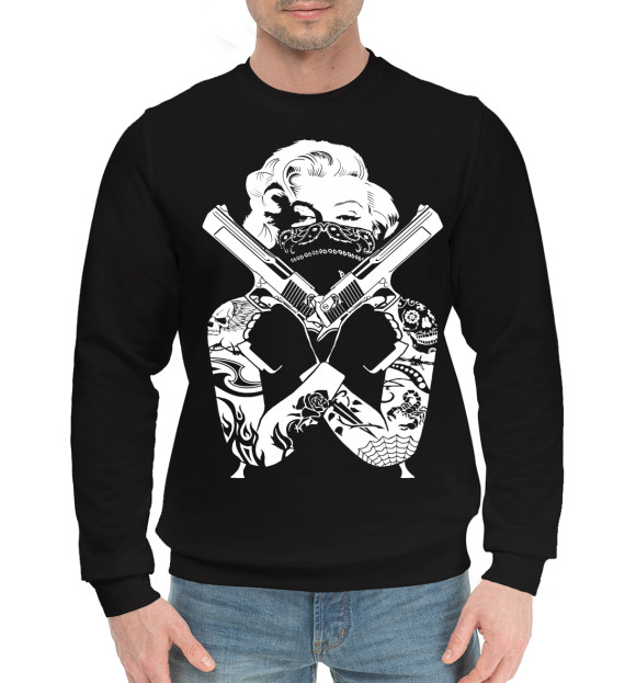 Мужской хлопковый свитшот с изображением Marilyn Monroe цвета Черный