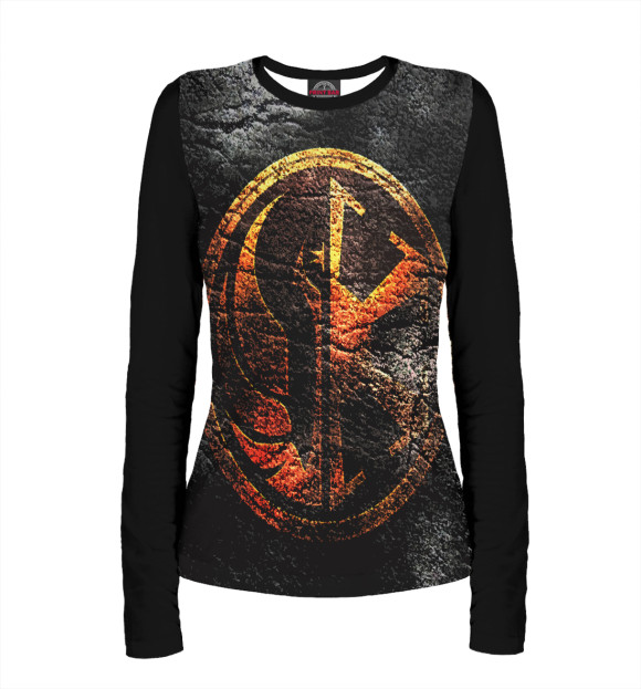 Женский лонгслив с изображением РУСЬ цвета Белый