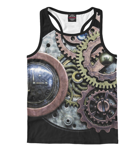 Мужская майка-борцовка с изображением Mechanical composition / Steampunk цвета Белый