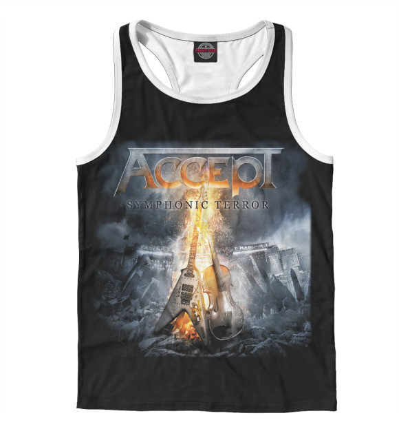 Мужская майка-борцовка с изображением Accept цвета Белый