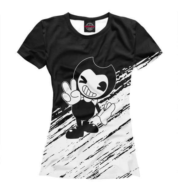 Женская футболка с изображением Bendy and the ink machine цвета Белый