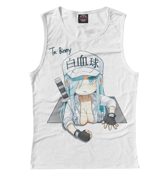 Майка для девочки с притом Cells at Work цвета Белый Майка для девочки с изображением Cells at Work цвета Белый