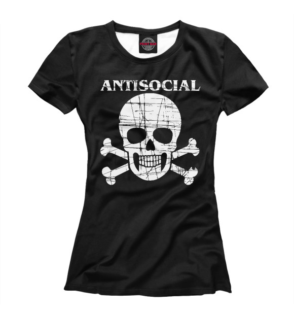 Футболка для девочек с изображением Antisocial цвета Белый