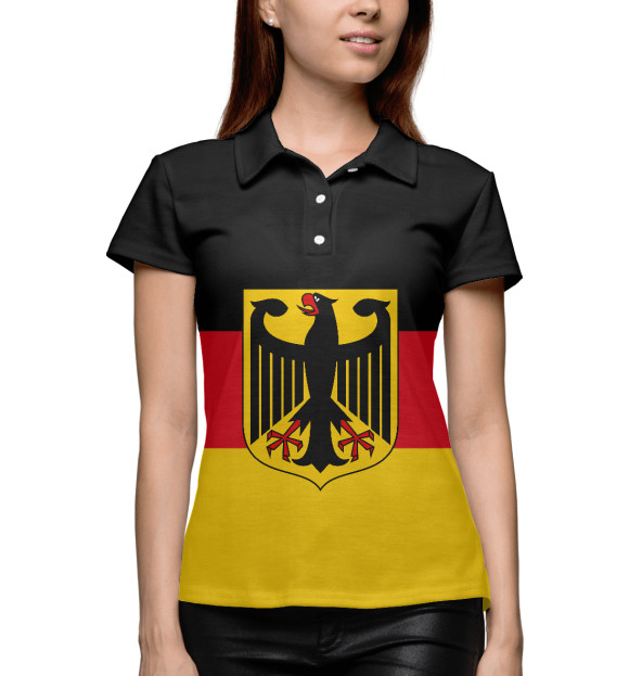 Женское поло с притом GERMANY цвета Белый Женское поло с изображением GERMANY цвета Белый