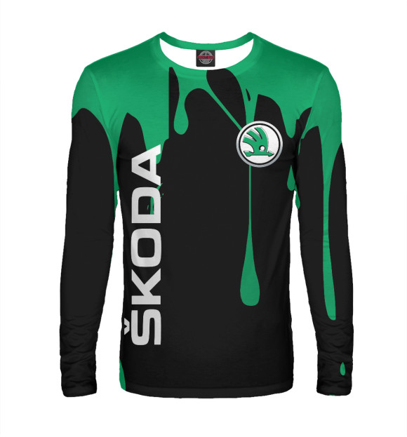 Мужской лонгслив с изображением Skoda цвета Белый