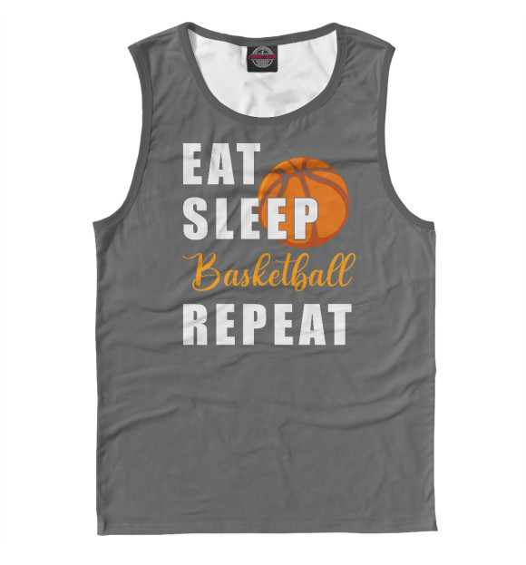 Майка для мальчика с изображением Eat Sleep Basketball Repeat цвета Белый