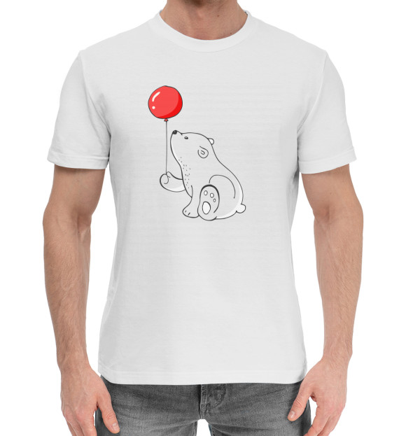 Мужская хлопковая футболка с изображением Мишка цвета Белый