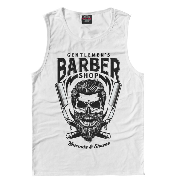 Мужская майка с изображением Barber цвета Белый