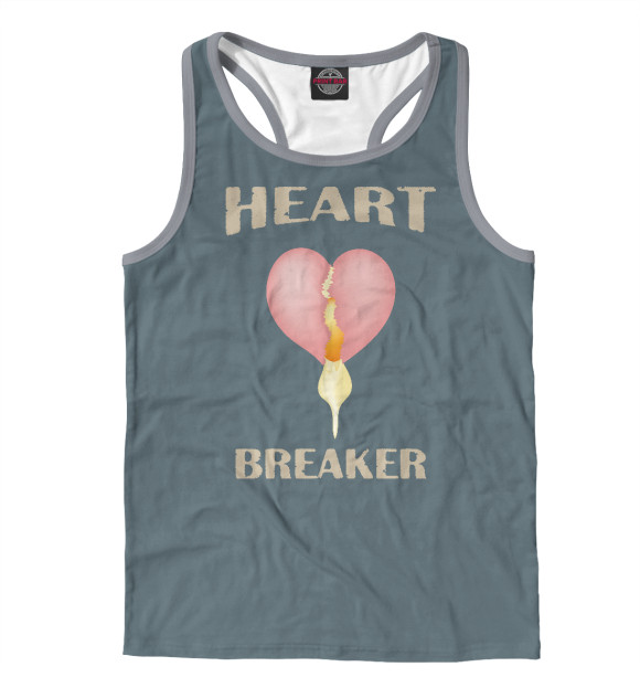 Мужская майка-борцовка с изображением Heart breaker цвета Белый