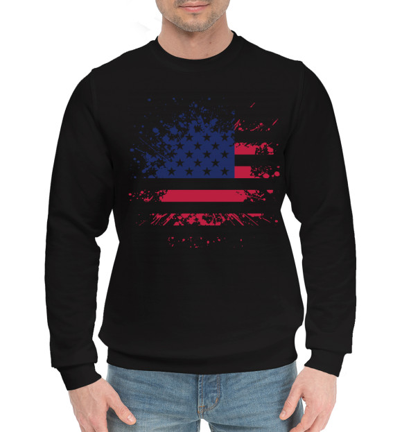 Мужской хлопковый свитшот с изображением USA цвета Черный
