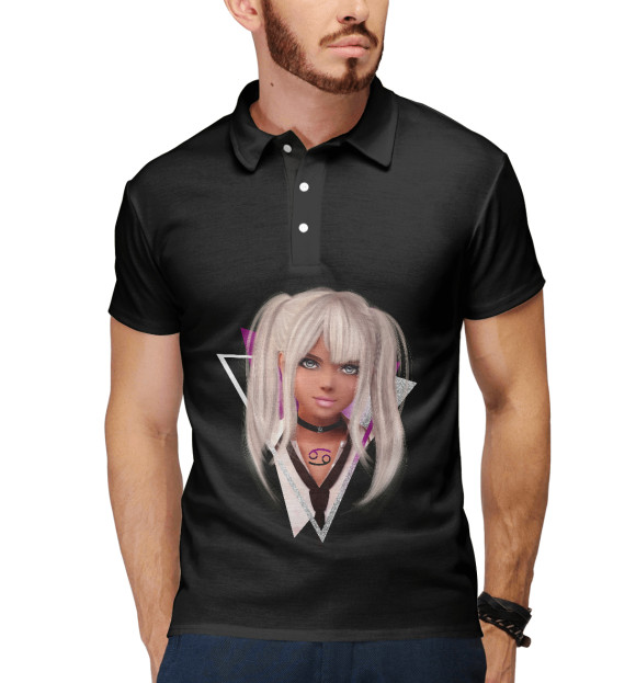 Мужское поло с изображением Рак цвета Белый