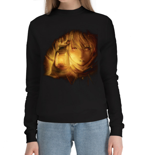 Женский хлопковый свитшот с изображением В темноте цвета Черный