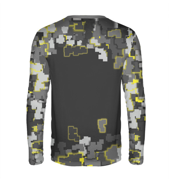 Мужской лонгслив с изображением Автомат в пиксельном камуфляже цвета Белый