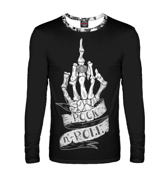 Мужской лонгслив с изображением Rock'n'roll цвета Белый