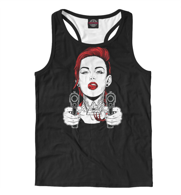 Мужская майка-борцовка с изображением Опасная девушка цвета Белый