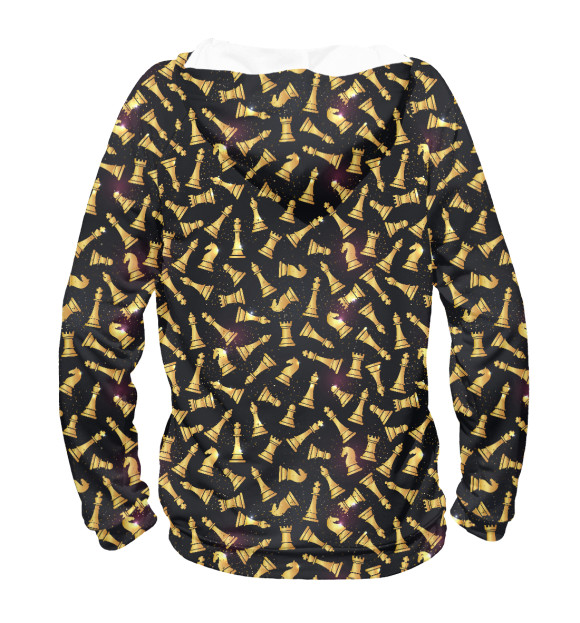 Женское худи с притом Шахматы цвета Белый Женское худи с изображением Шахматы цвета Белый