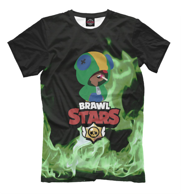 Мужская футболка с изображением Brawl Stars:Leon цвета Белый