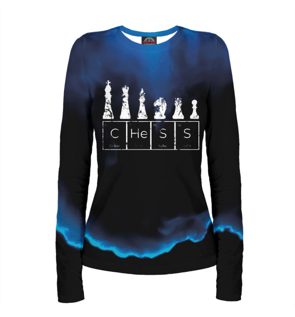 Женский лонгслив с изображением Chess Sets Periodic Table цвета Белый