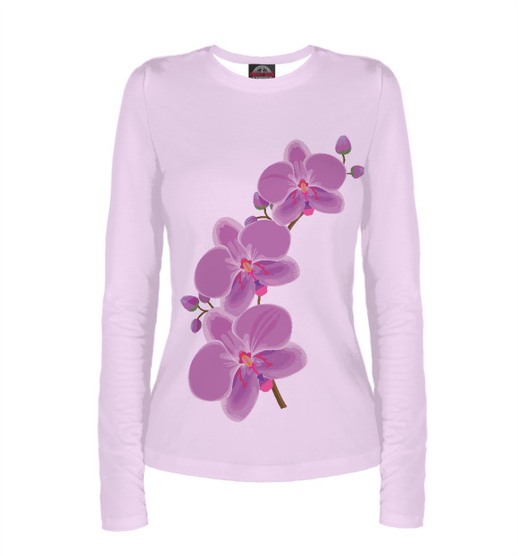 Женский лонгслив с изображением Орхидея цвета Белый