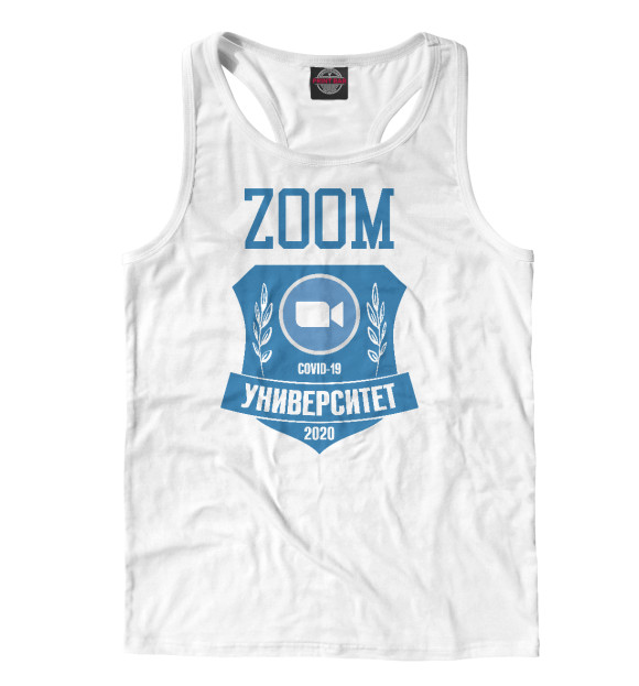 Мужская майка-борцовка с изображением ZOOM обучение 2020 цвета Белый