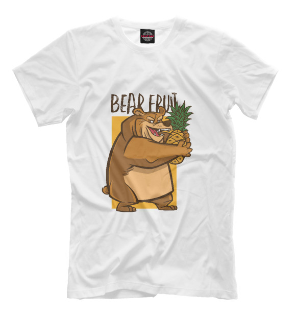 Мужская футболка с изображением Bear fruit цвета Белый